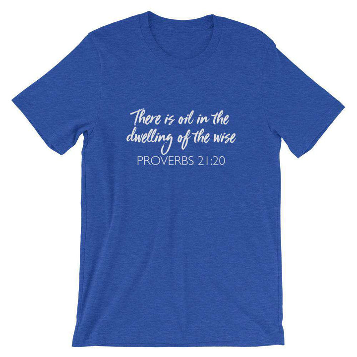 Dwelling of the Wise (Dark) Short-Sleeve Unisex T-Shirt Apparel Your Oil Tools Heather True Royal S 