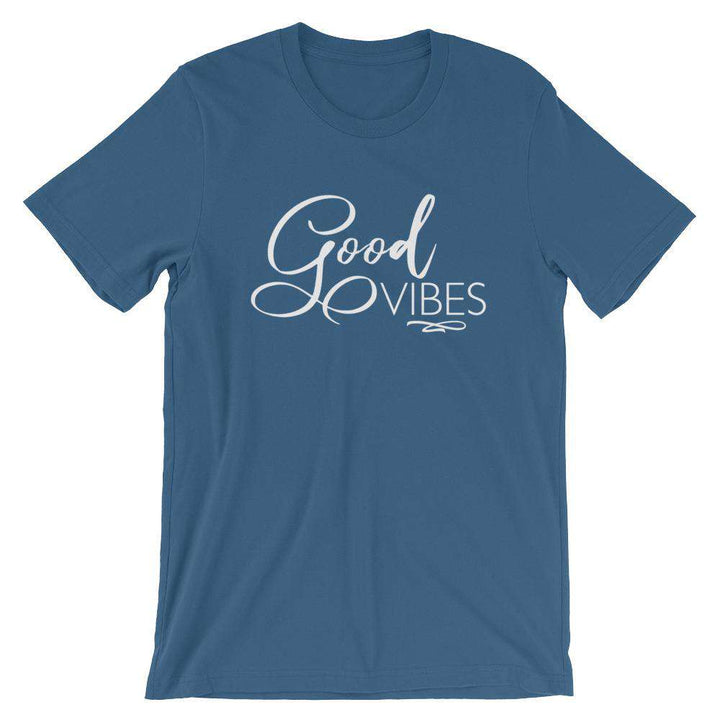 Good Vibes (Dark) Short-Sleeve Unisex T-Shirt Apparel Your Oil Tools Steel Blue S 