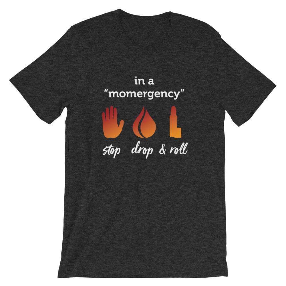 "Momergency" (Dark) Short-Sleeve Unisex T-Shirt Apparel Your Oil Tools Dark Grey Heather XS 