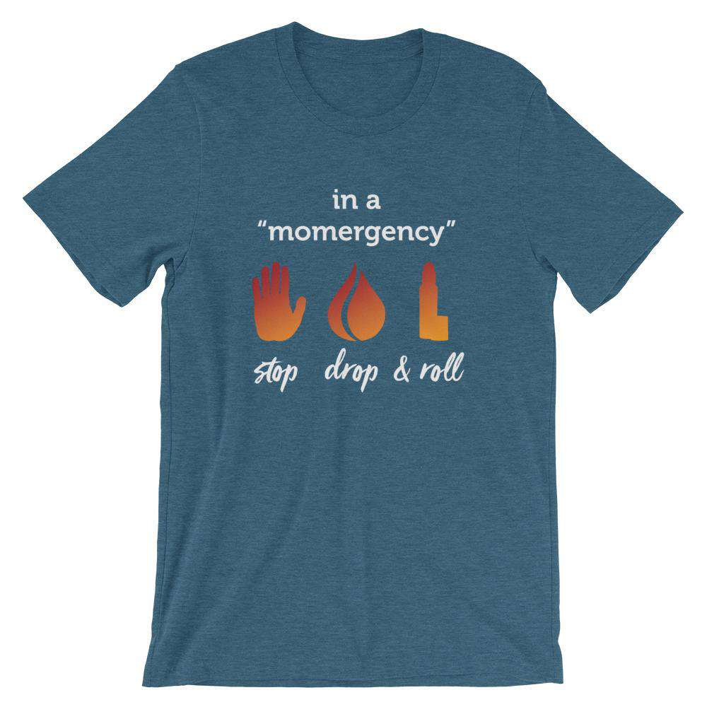"Momergency" (Dark) Short-Sleeve Unisex T-Shirt Apparel Your Oil Tools Heather Deep Teal S 