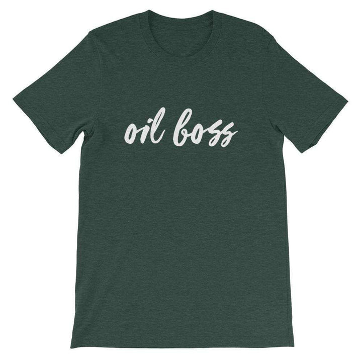 Oil Boss (Dark) Short-Sleeve Unisex T-Shirt Apparel Your Oil Tools Heather Forest S 