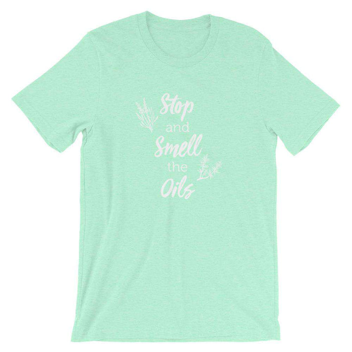 Stop and Smell the Oils (Dark) Short-Sleeve Unisex T-Shirt Apparel Your Oil Tools Heather Mint S 