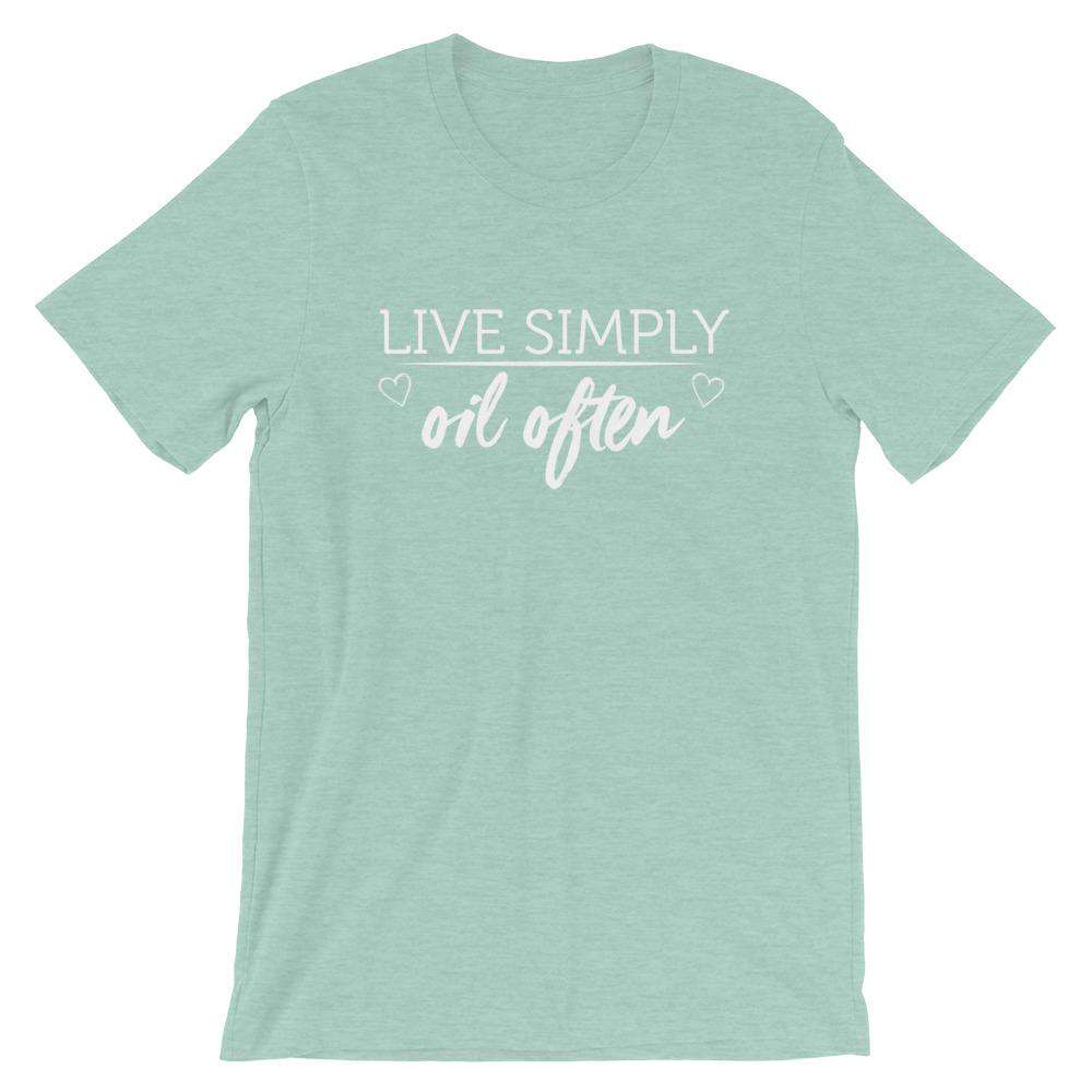 Live Simply (Dark) Short-Sleeve Unisex T-Shirt Apparel Your Oil Tools Heather Prism Dusty Blue XS 