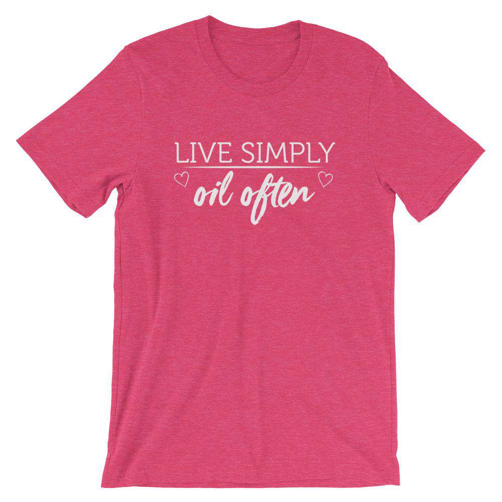 Live Simply (Dark) Short-Sleeve Unisex T-Shirt Apparel Your Oil Tools Heather Raspberry S 
