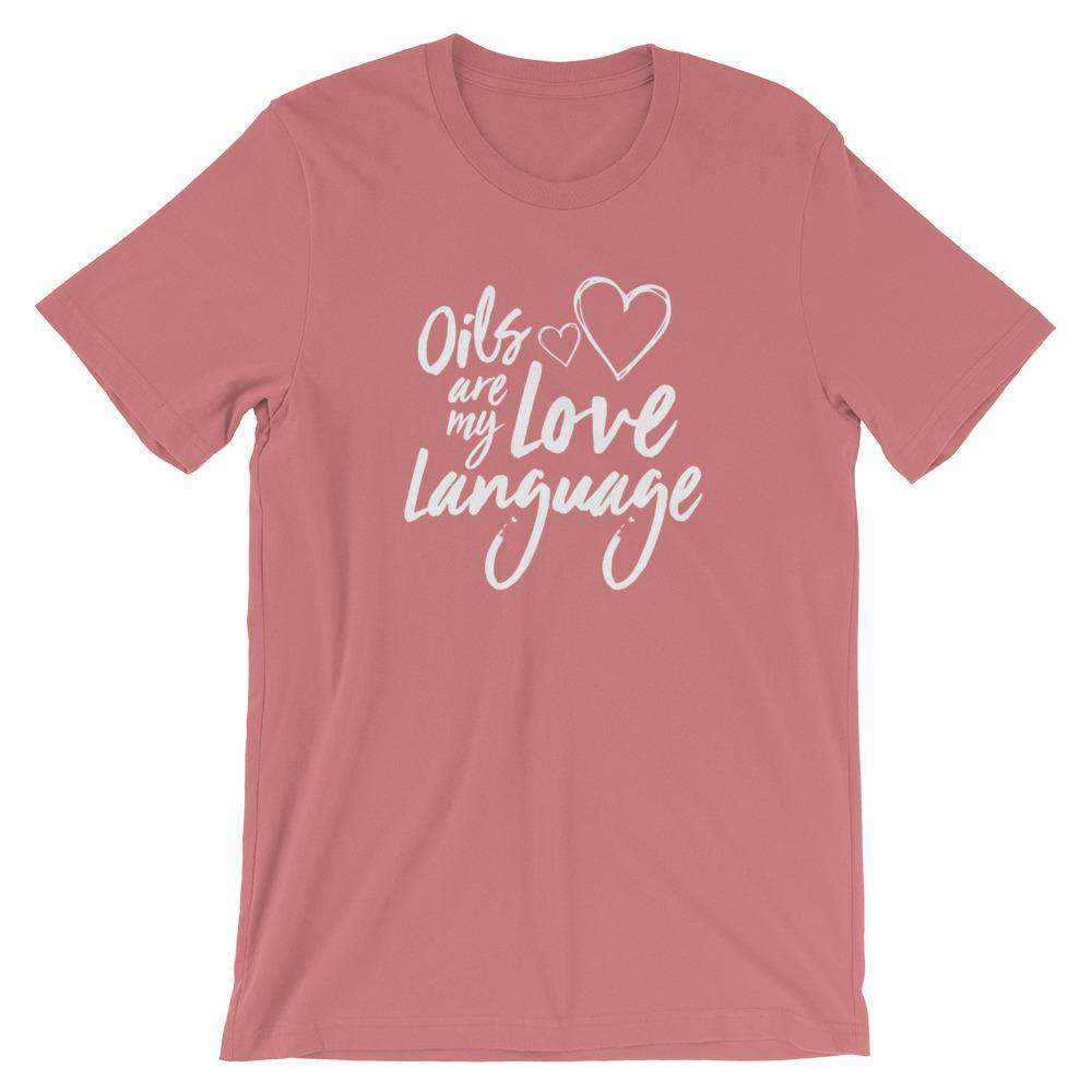 Love Language (Dark) Short-Sleeve Unisex T-Shirt Apparel Your Oil Tools Mauve S 