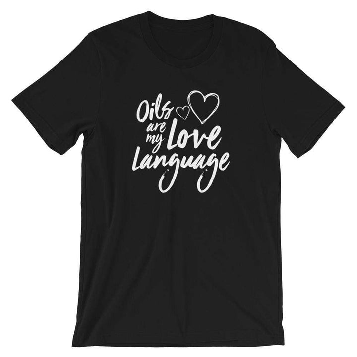 Love Language (Dark) Short-Sleeve Unisex T-Shirt Apparel Your Oil Tools Black XS 