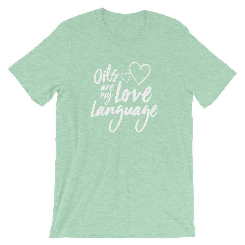 Love Language (Dark) Short-Sleeve Unisex T-Shirt Apparel Your Oil Tools Heather Prism Mint XS 