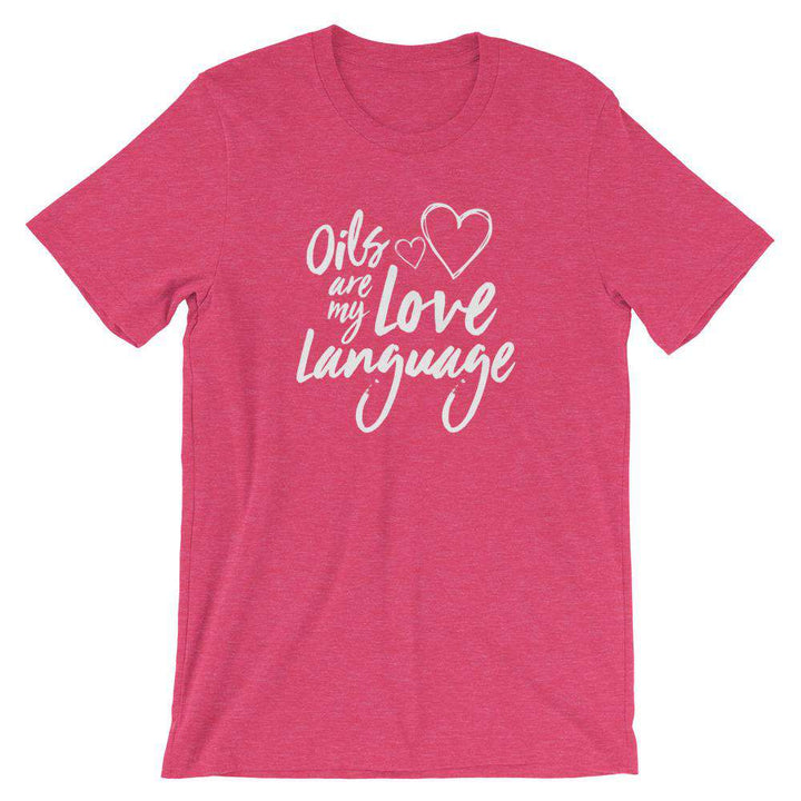 Love Language (Dark) Short-Sleeve Unisex T-Shirt Apparel Your Oil Tools Heather Raspberry S 