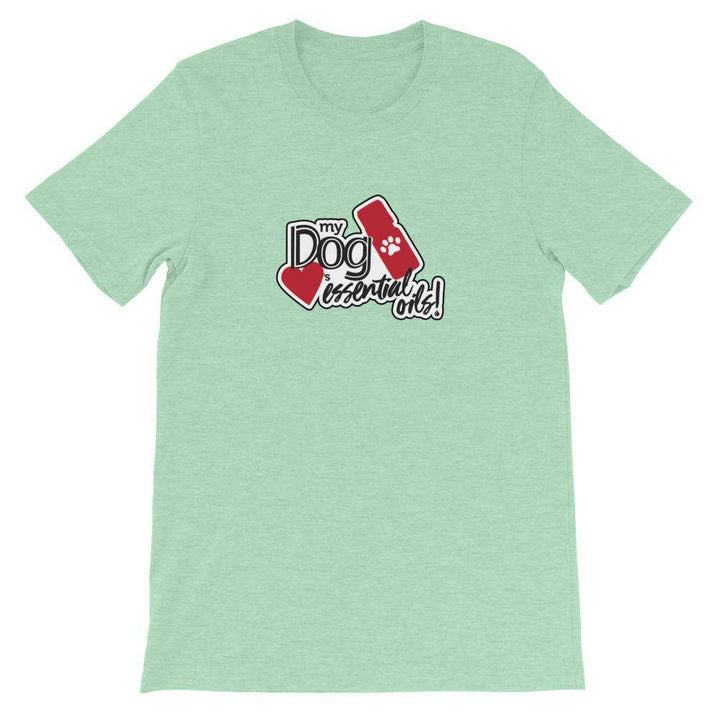 "My Dog Loves Essential Oils" Short-Sleeve Unisex T-Shirt Apparel Your Oil Tools Heather Prism Mint XS 