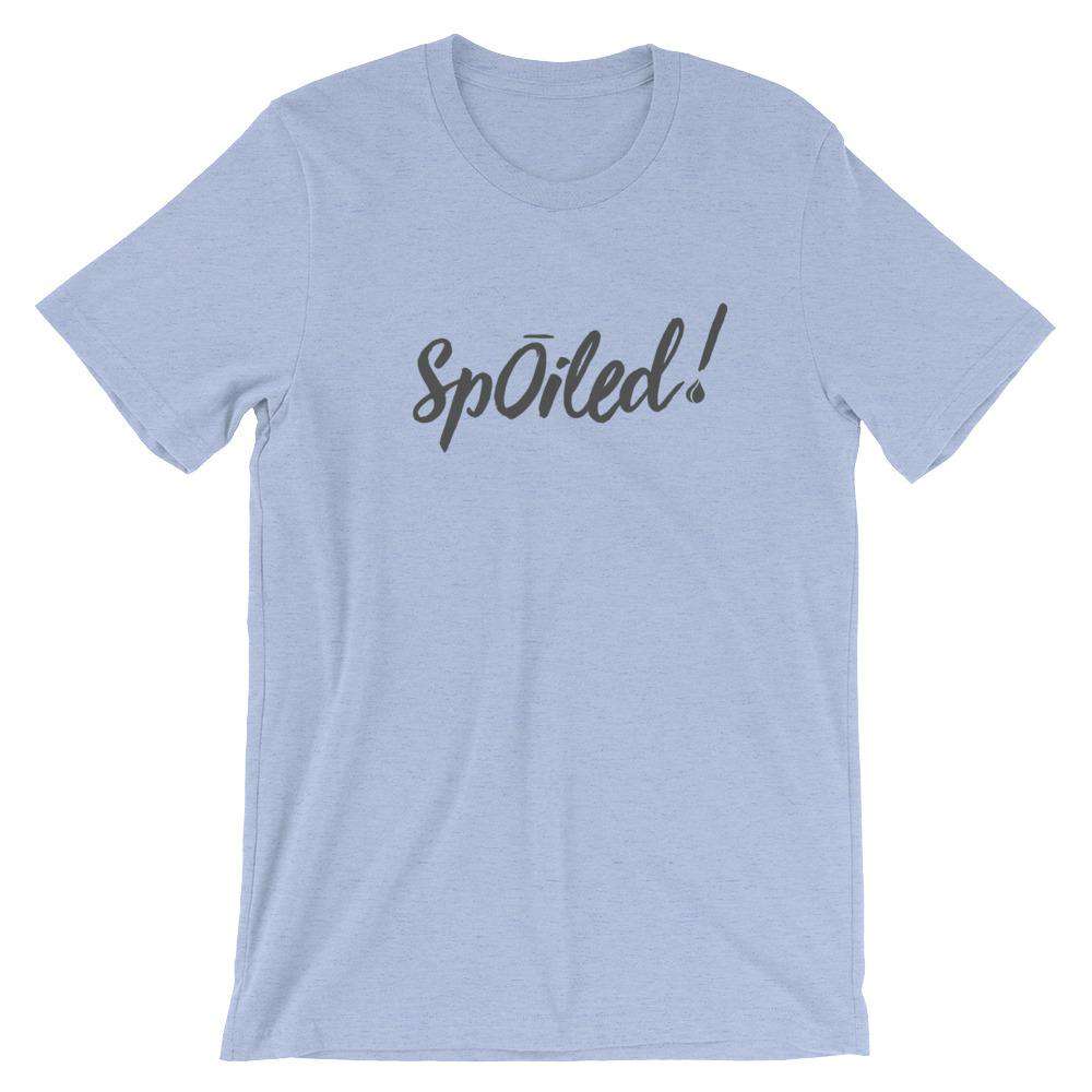 SpOILed! (Light) Short-Sleeve Unisex T-Shirt Apparel Your Oil Tools Heather Blue S 