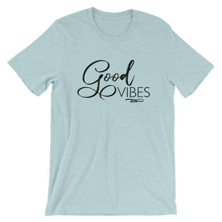 Good Vibes (Light) Short-Sleeve Unisex T-Shirt Apparel Your Oil Tools Heather Prism Ice Blue XS 