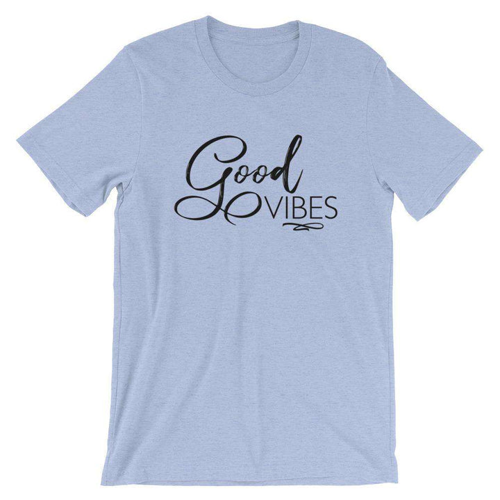 Good Vibes (Light) Short-Sleeve Unisex T-Shirt Apparel Your Oil Tools Heather Blue S 