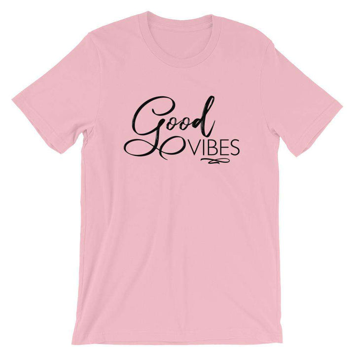Good Vibes (Light) Short-Sleeve Unisex T-Shirt Apparel Your Oil Tools Pink S 