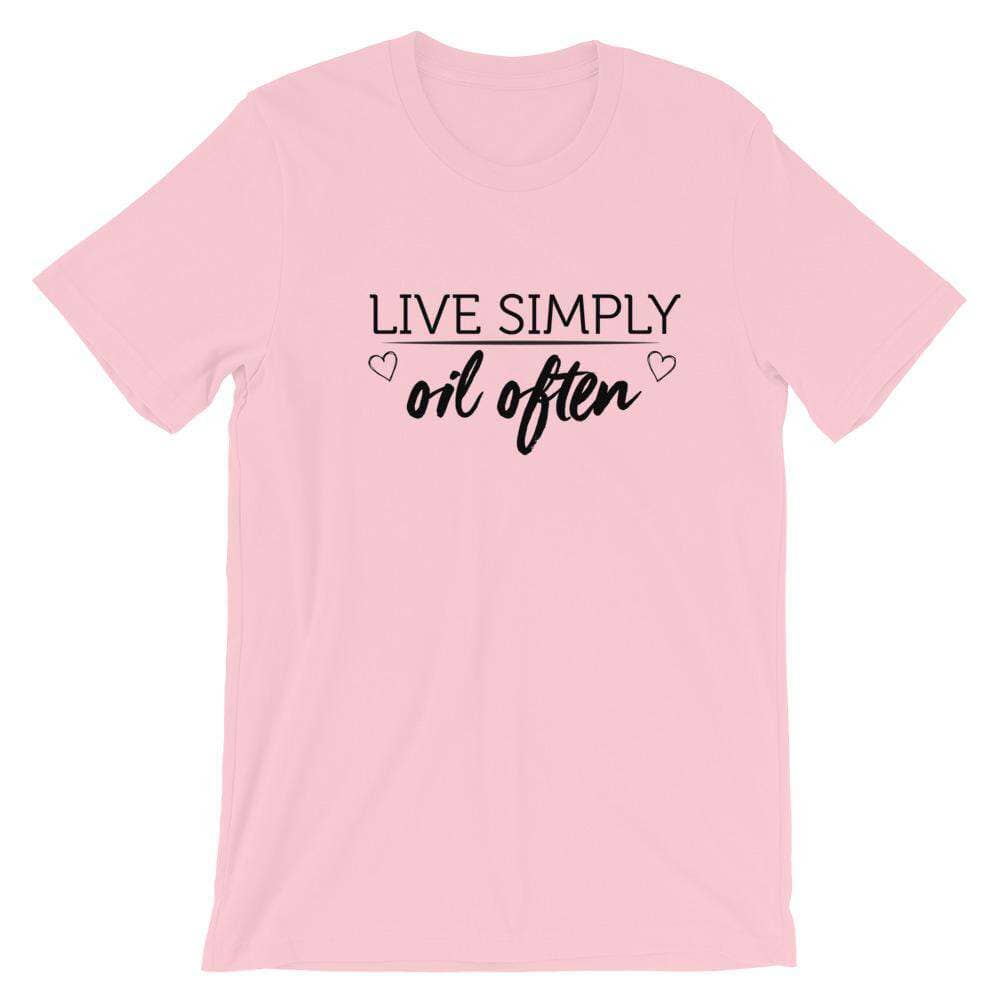Live Simply (Light) Short-Sleeve Unisex T-Shirt Apparel Your Oil Tools Pink S 