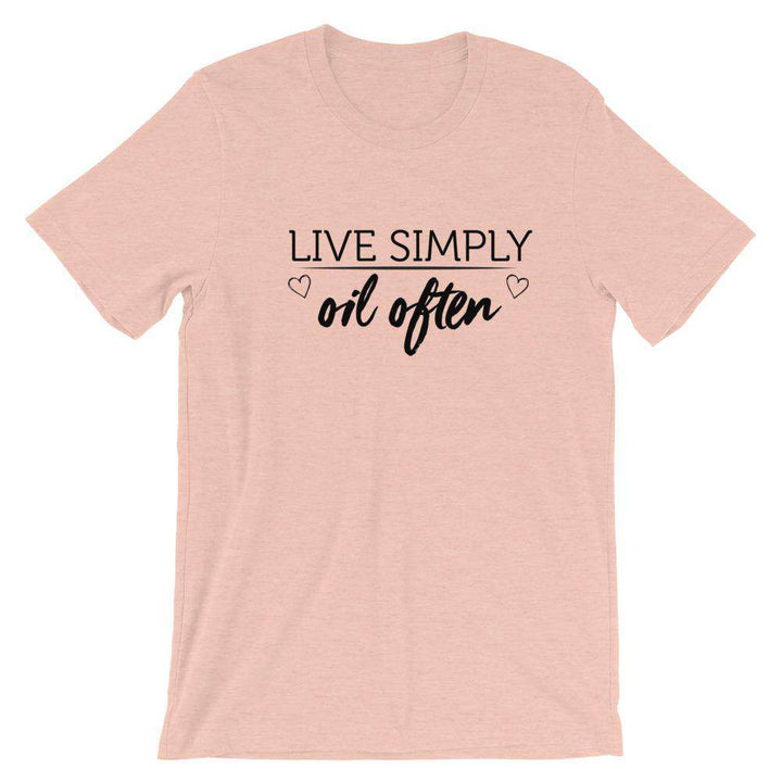 Live Simply (Light) Short-Sleeve Unisex T-Shirt Apparel Your Oil Tools Heather Prism Peach XS 