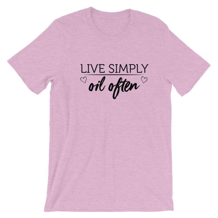 Live Simply (Light) Short-Sleeve Unisex T-Shirt Apparel Your Oil Tools Heather Prism Lilac XS 