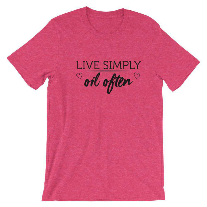 Live Simply (Light) Short-Sleeve Unisex T-Shirt Apparel Your Oil Tools Heather Raspberry S 