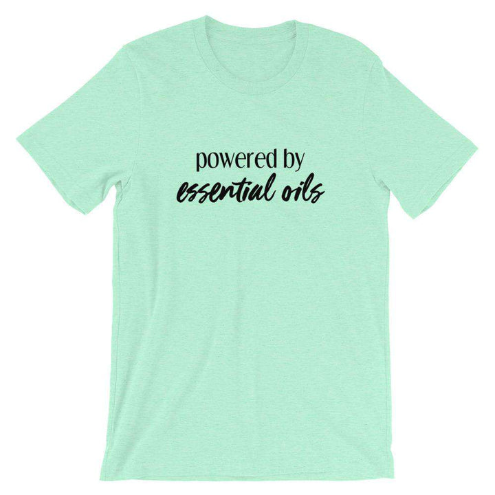 Powered by Essential Oils (Light) Short-Sleeve Unisex T-Shirt Apparel Your Oil Tools Heather Mint S 