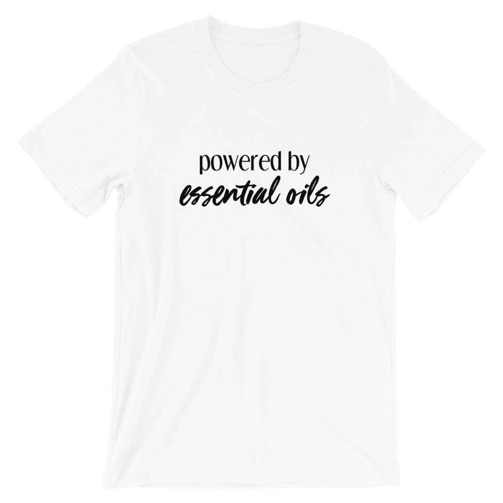 Powered by Essential Oils (Light) Short-Sleeve Unisex T-Shirt Apparel Your Oil Tools White XS 