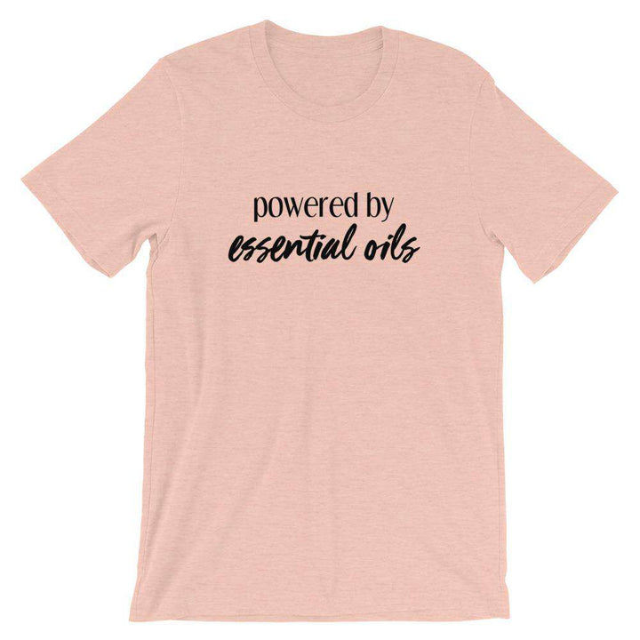 Powered by Essential Oils (Light) Short-Sleeve Unisex T-Shirt Apparel Your Oil Tools Heather Prism Peach XS 