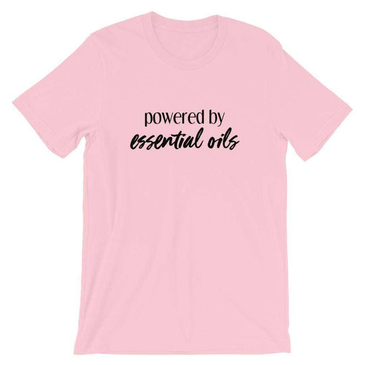Powered by Essential Oils (Light) Short-Sleeve Unisex T-Shirt Apparel Your Oil Tools Pink S 