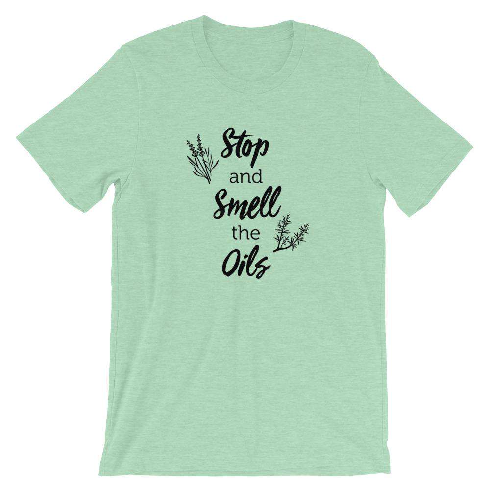 Stop and Smell the Oils (Light) Short-Sleeve Unisex T-Shirt Apparel Your Oil Tools Heather Prism Mint XS 