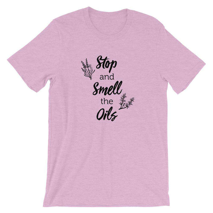 Stop and Smell the Oils (Light) Short-Sleeve Unisex T-Shirt Apparel Your Oil Tools Heather Prism Lilac XS 