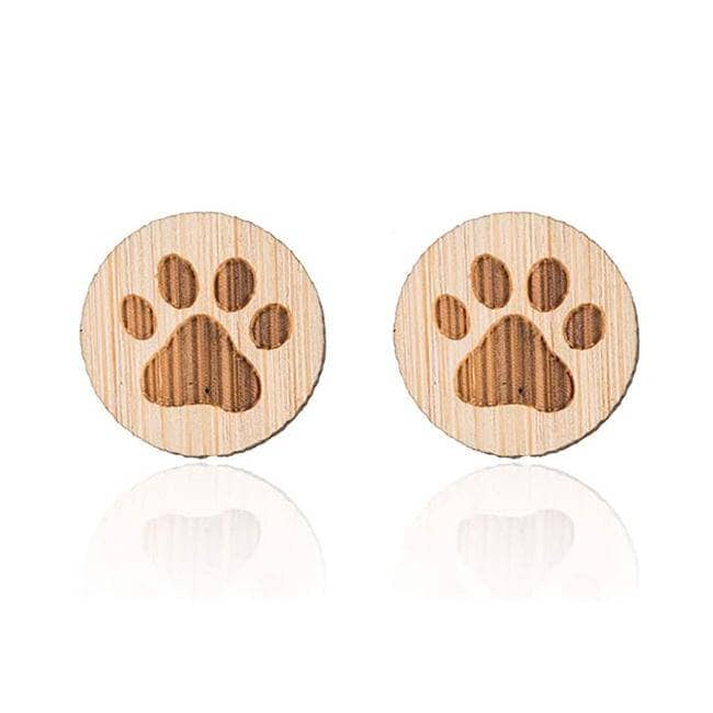 Wooden Stud Aroma Earrings (Paw Print) Aroma Jewelry Your Oil Tools 