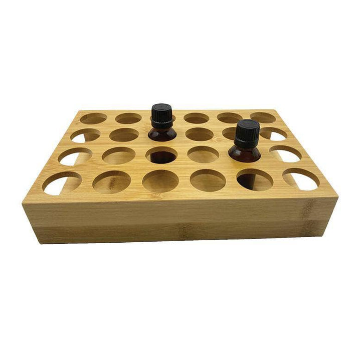 Open Sided Bottle Holder 24 Slot Tray (Bamboo) Displays Your Oil Tools 