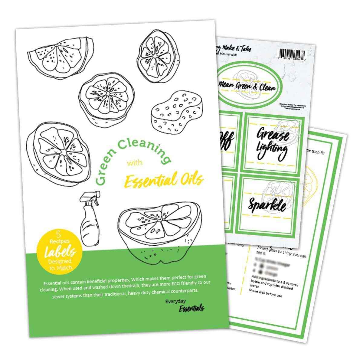 Green Cleaning Recipes & Labels DIY for Essential Oils