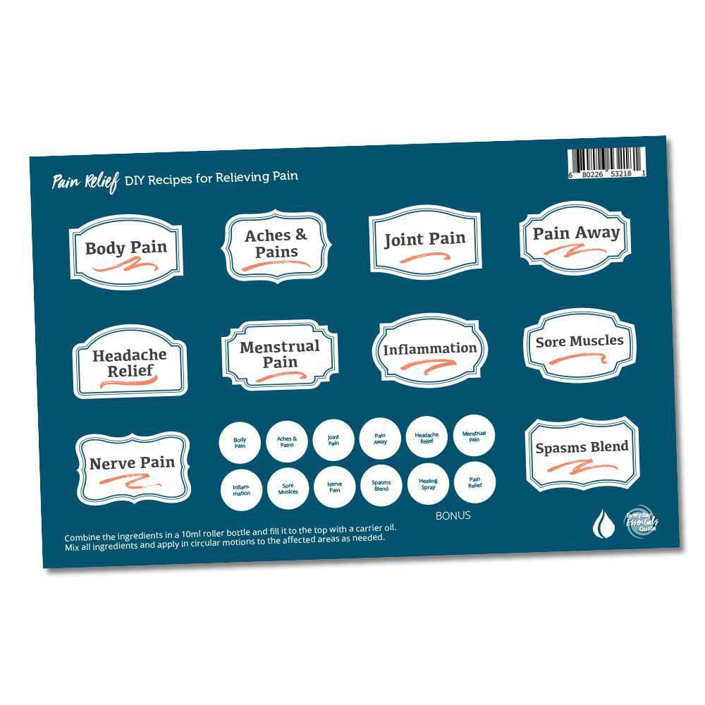 Pain Relief Labels & Lid Stickers DIY Your Oil Tools 