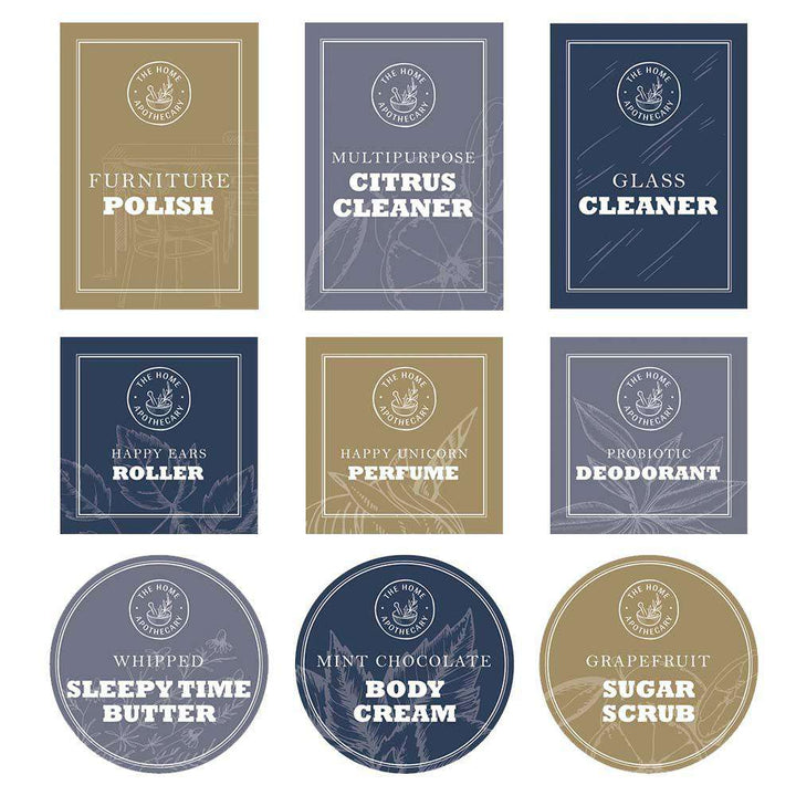 The Home Apothecary Vinyl Label Set DIY Your Oil Tools 