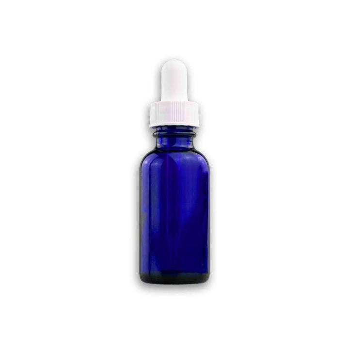 1 oz Blue Glass Bottle w/ White Dropper Glass Dropper Bottles Your Oil Tools 