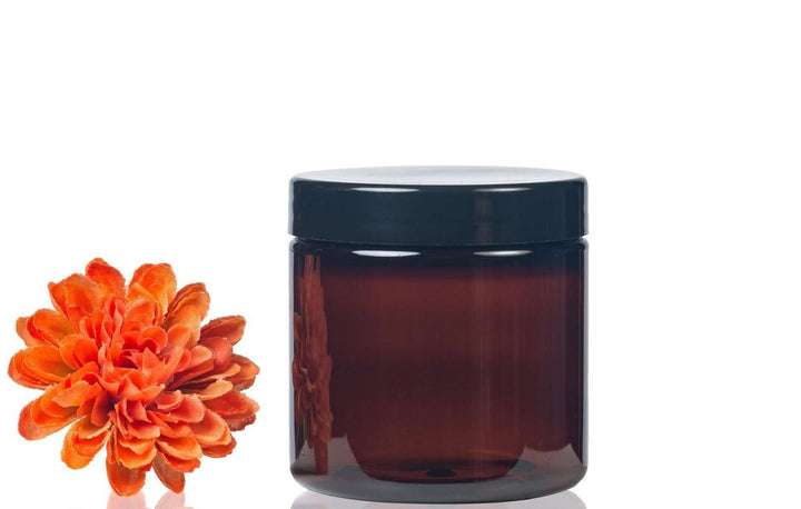 2 oz Amber Glass Jar w/ Child-Safe Black Cap Glass Jars Your Oil Tools 