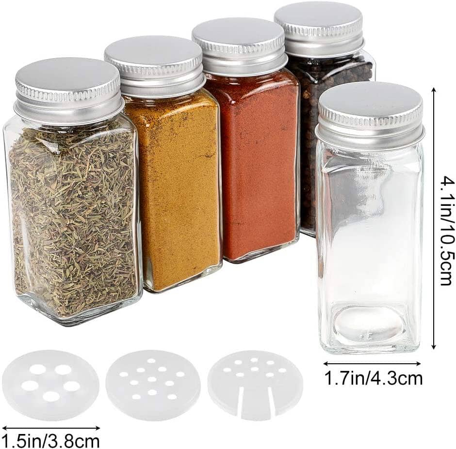4 oz Glass Spice Jars Square Glass Bottles (12 pcs) Glass Jars Your Oil Tools 