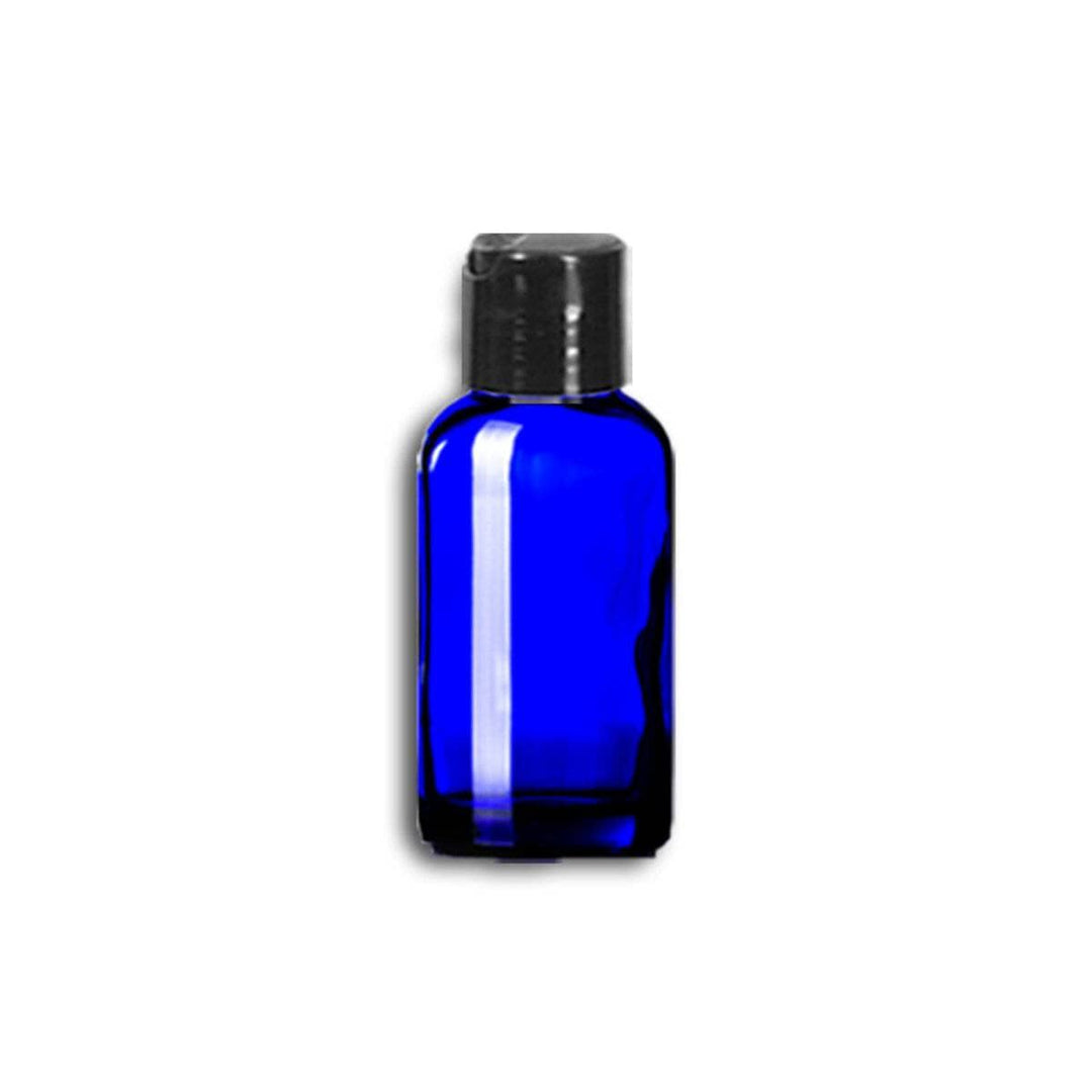 1 oz Blue Glass Bottle w/ Black Disc Top Glass Lotion Bottles Your Oil Tools 