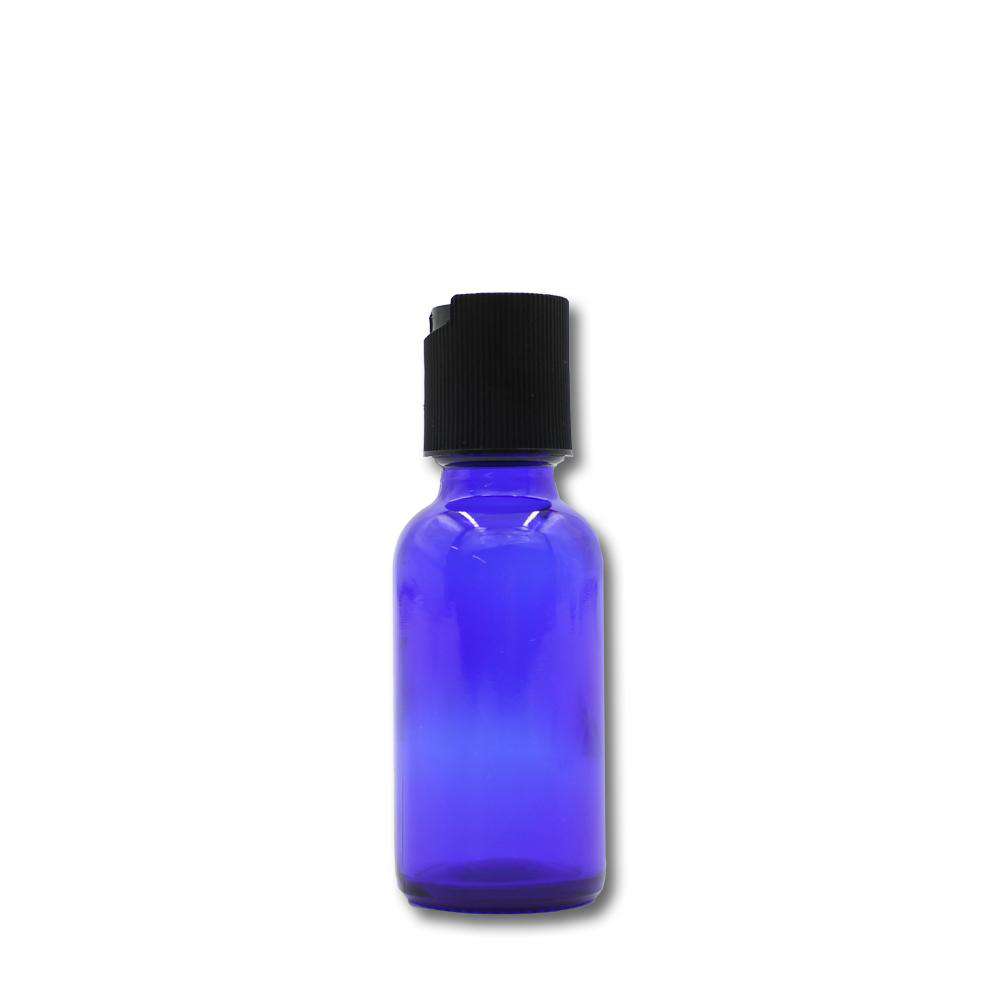 1 oz Blue Glass Bottle w/ Black Disc Top Glass Lotion Bottles Your Oil Tools 