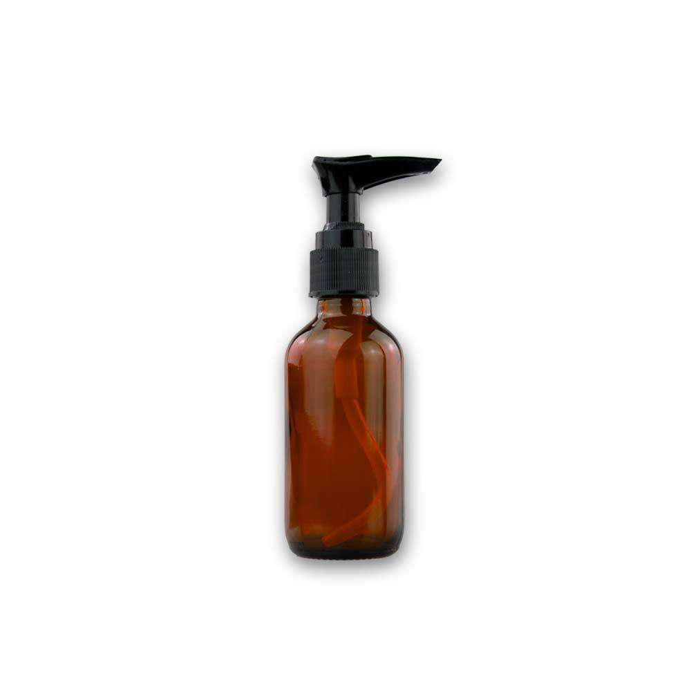 2 oz Amber Glass Bottle w/ Black Pump Top Glass Lotion Bottles Your Oil Tools 