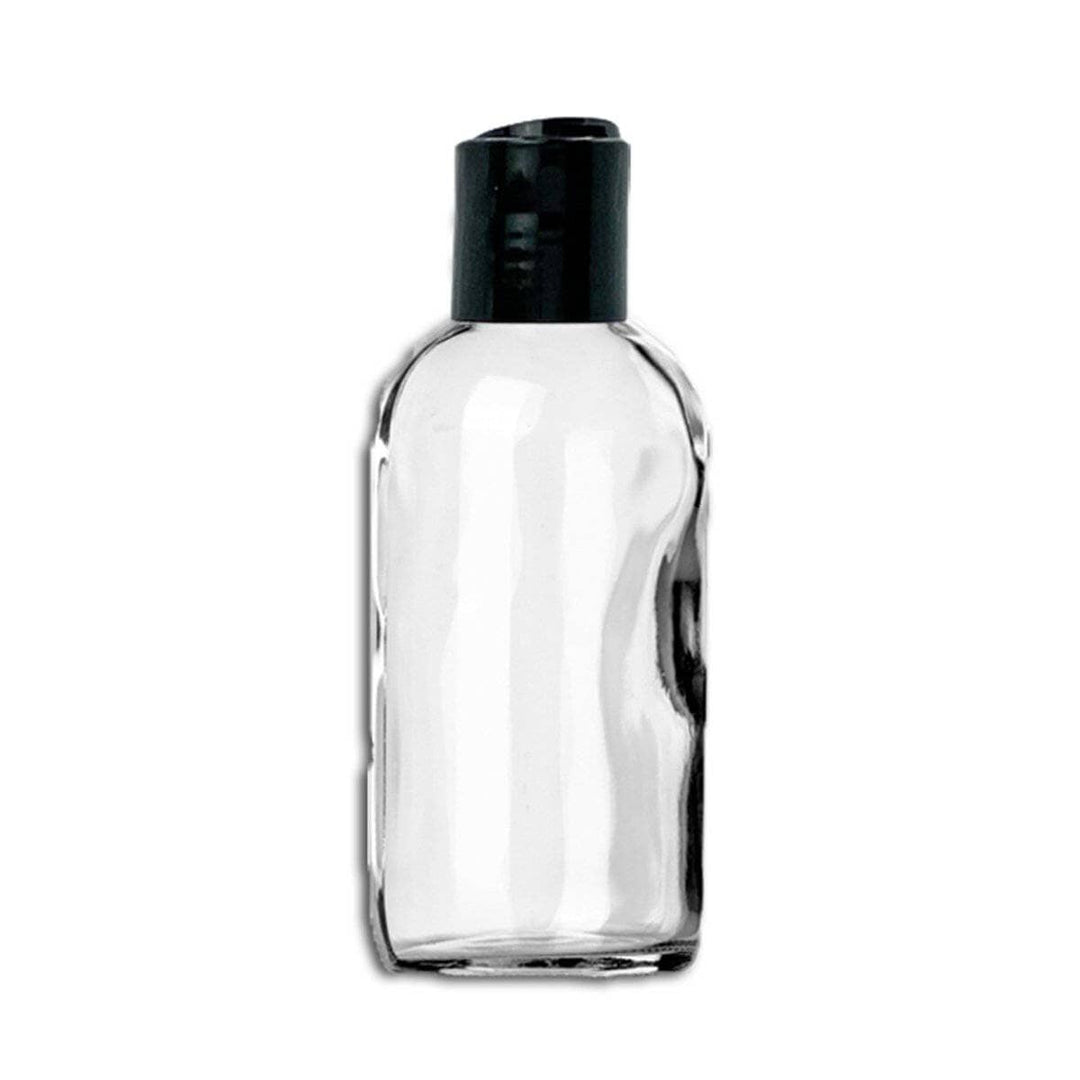 4 oz Clear Glass Bottle w/ Black Disc Top Glass Lotion Bottles Your Oil Tools 