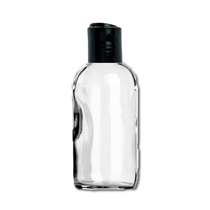 4 oz Clear Glass Bottle w/ Black Disc Top Glass Lotion Bottles Your Oil Tools 