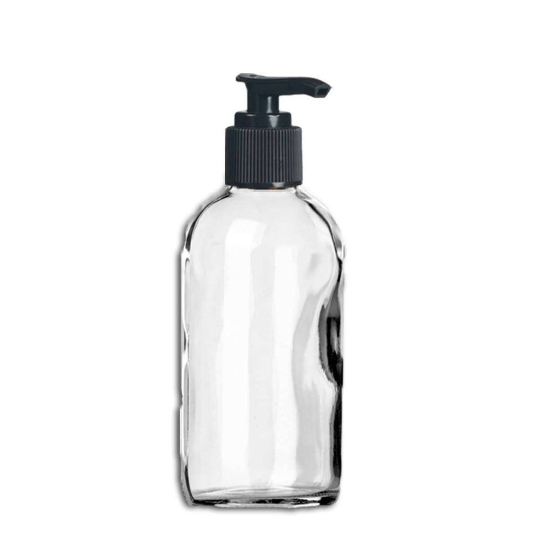 4 oz Clear Glass Bottle w/ Black Pump Top Glass Lotion Bottles Your Oil Tools 
