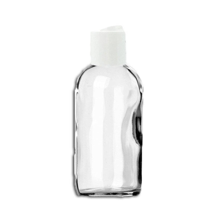 4 oz Clear Glass Bottle w/ White Disc Top Glass Lotion Bottles Your Oil Tools 