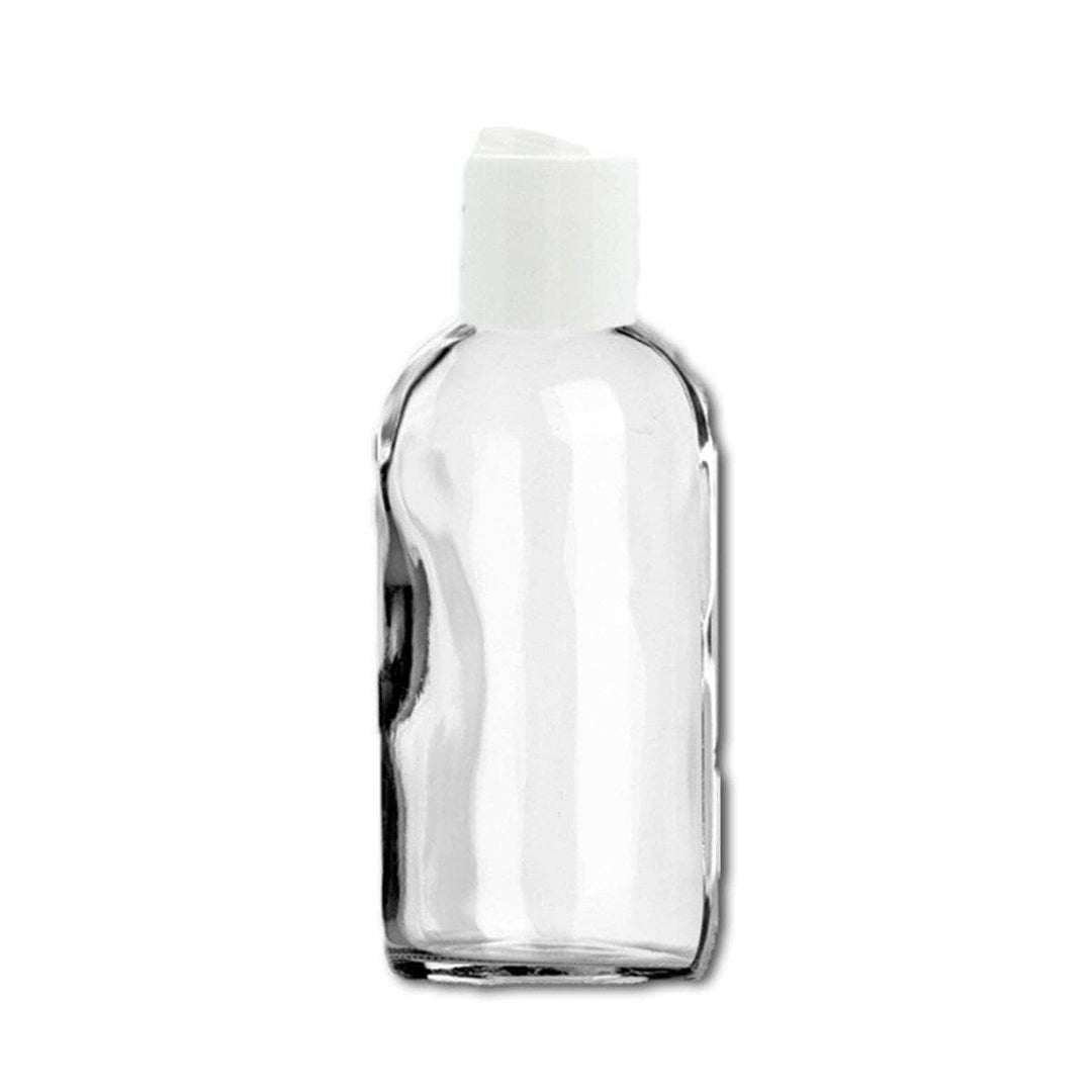 4 oz Clear Glass Bottle w/ White Disc Top Glass Lotion Bottles Your Oil Tools 