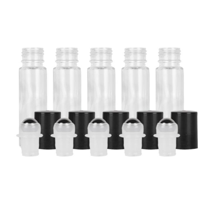 10 ml Clear Glass Roller Bottles (Pack of 5)