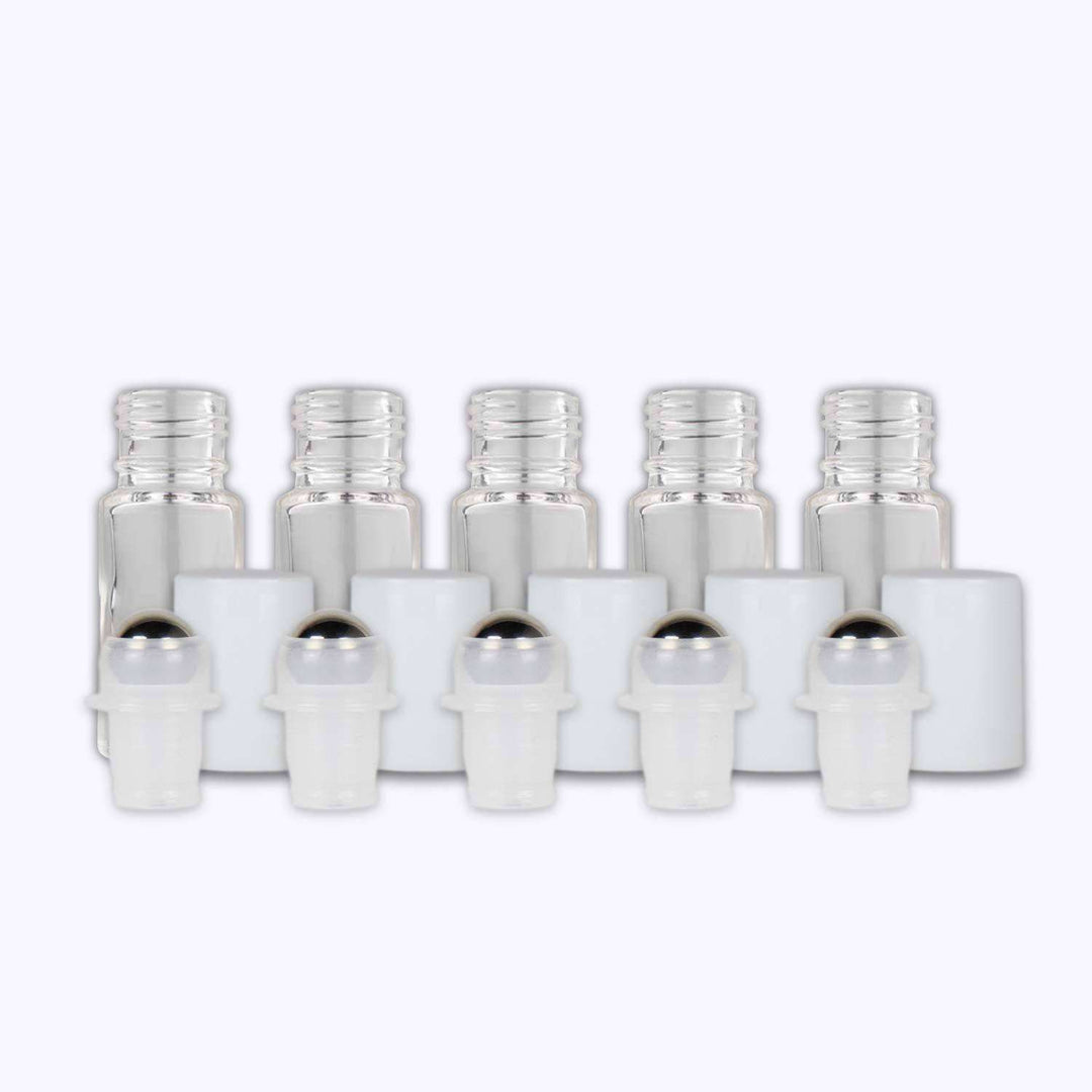 5 ml Clear Glass Roller Bottles (Pack of 5) Glass Roller Bottles Your Oil Tools White Stainless 