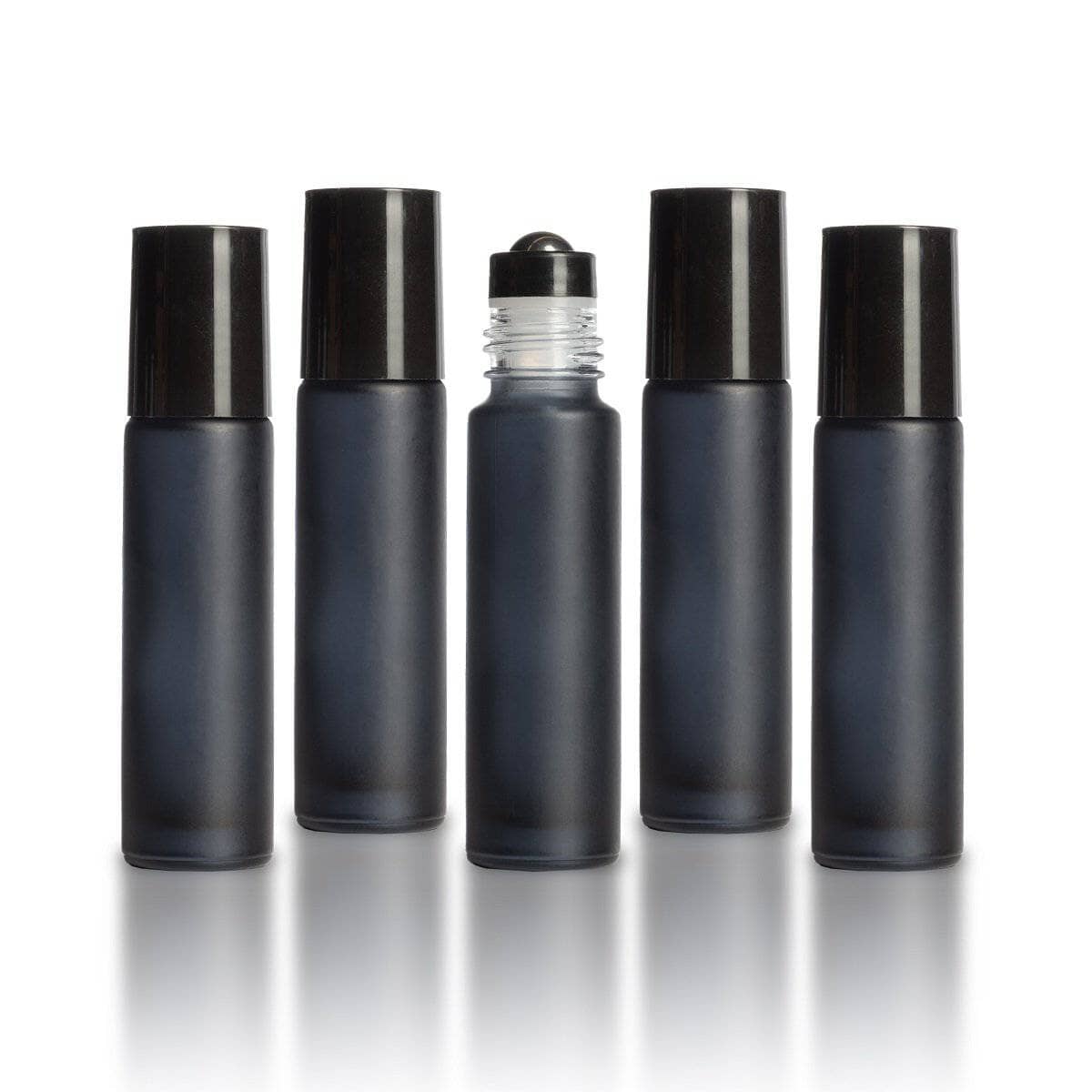 10 ml Black Frosted Bottles with Leak Guard™ Rollers (Pack of 5)