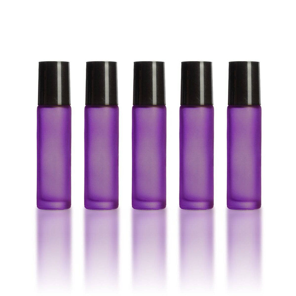 10 ml Purple Frosted Bottles with Leak Guard™ Rollers (Pack of 5) Glass Roller Bottles Your Oil Tools 