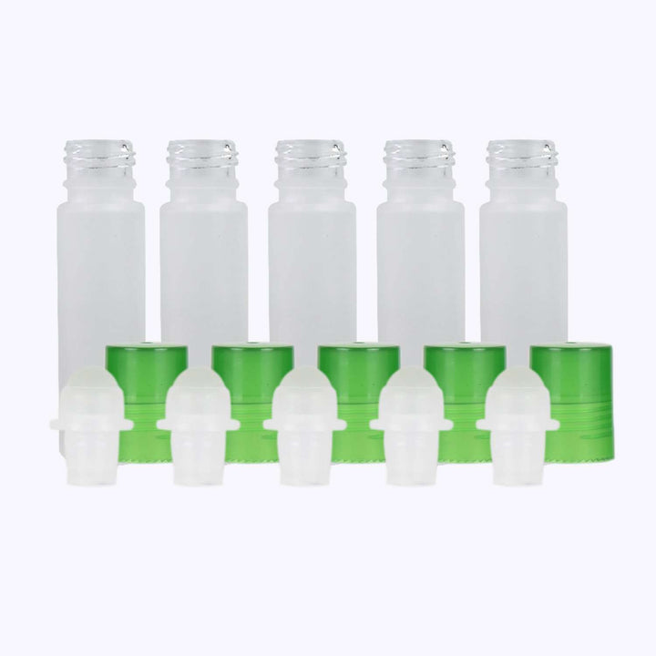 10 ml White Frosted Glass Roller Bottle (Pack of 5) Glass Roller Bottles Your Oil Tools Green Glass 