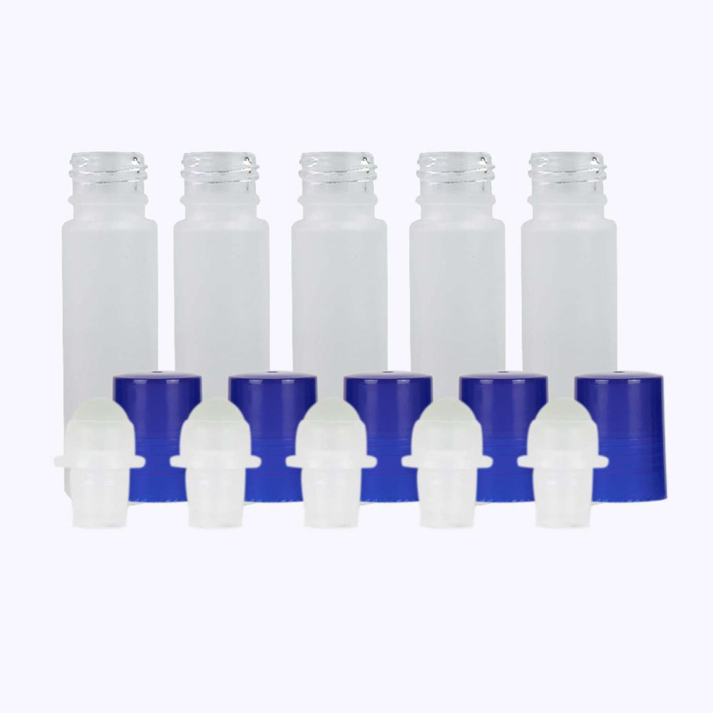 10 ml White Frosted Glass Roller Bottle (Pack of 5) Glass Roller Bottles Your Oil Tools Blue Glass 