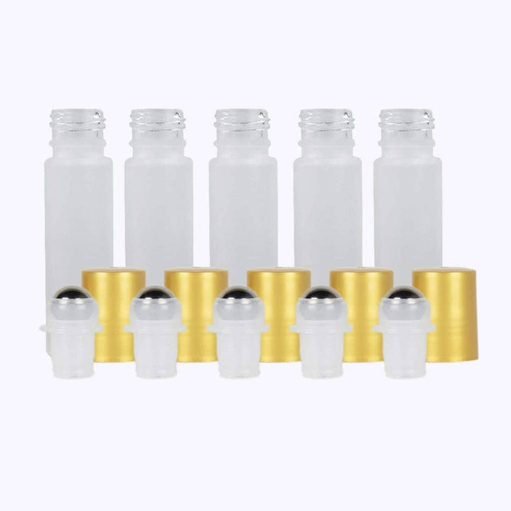 10 ml White Frosted Glass Roller Bottle (Pack of 5) Glass Roller Bottles Your Oil Tools Gold Stainless 